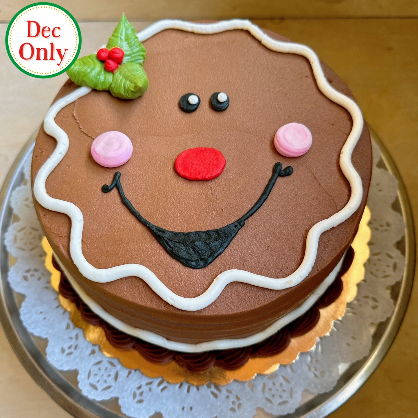 Happy Holly Decorated Cake (Dec Only)